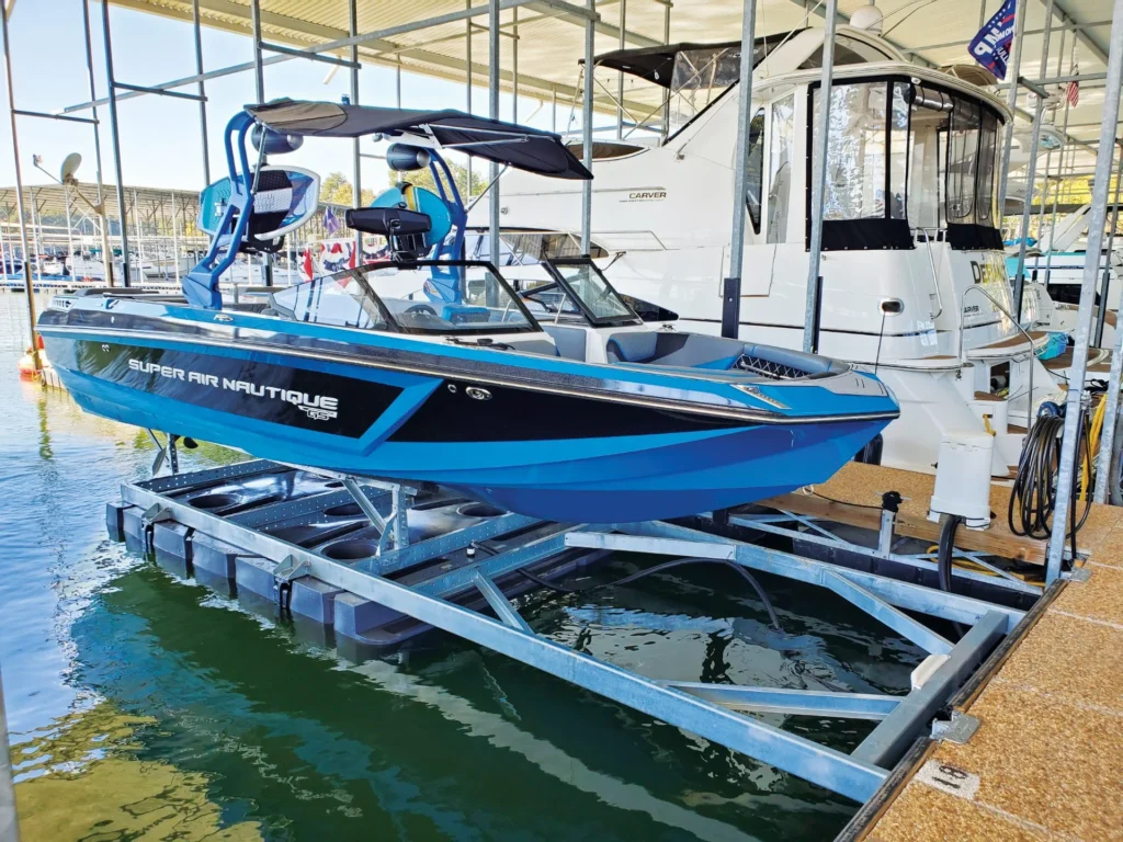 An example of the types of works we do with docks and lifts. This one is a HydroHoist lift.